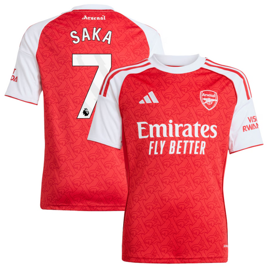 Bukayo Saka Arsenal adidas Youth 2025/26 Home Player Jersey - Red Adidas