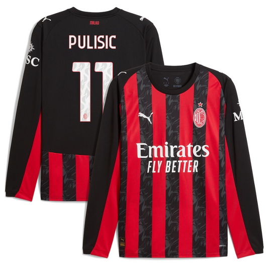 Christian Pulisic AC Milan Puma 2025/26 Home Long Sleeve Player Jersey - Red Puma