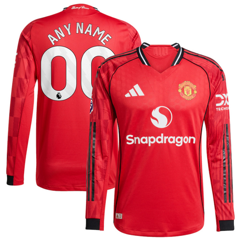 Manchester United adidas Home 2025/26 Custom Authentic Long Sleeve Jersey - Red Adidas Manchester United adidas Home 2025/26 Custom Authentic Long Sleeve Jersey - Red Adidas