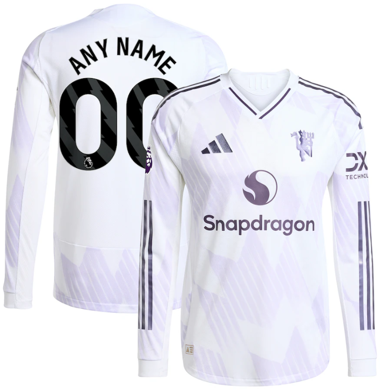 Manchester United adidas 2025/26 Away Authentic Long Sleeve Custom Jersey - White Adidas Manchester United adidas 2025/26 Away Authentic Long Sleeve Custom Jersey - White Adidas