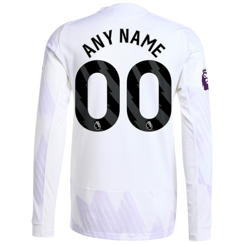 Manchester United adidas 2025/26 Away Authentic Long Sleeve Custom Jersey - White Adidas Manchester United adidas 2025/26 Away Authentic Long Sleeve Custom Jersey - White Adidas