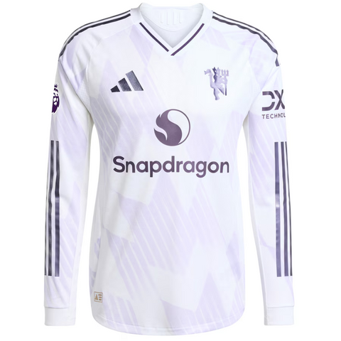 Manchester United adidas 2025/26 Away Authentic Long Sleeve Custom Jersey - White Adidas Manchester United adidas 2025/26 Away Authentic Long Sleeve Custom Jersey - White Adidas