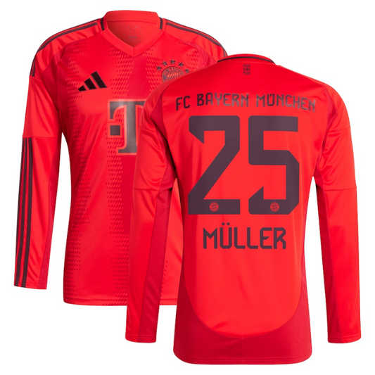 Thomas Müller Bayern Munich adidas 2024/25 Home Long Sleeve Player Jersey - Red Adidas