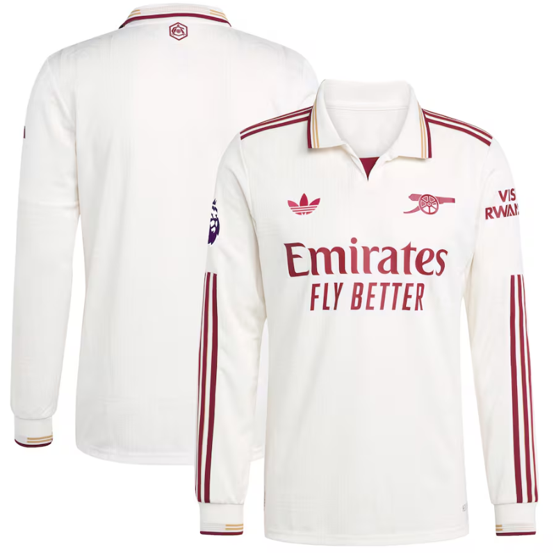 Arsenal adidas 2025/26 Third Authentic Long Sleeve Jersey - White Adidas