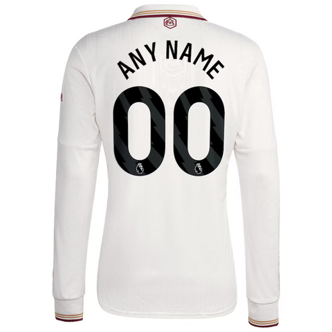 Arsenal adidas 2025/26 Third Long Sleeve Custom Jersey - White Adidas