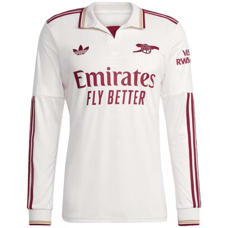 Arsenal adidas 2025/26 Third Long Sleeve Custom Jersey - White Adidas
