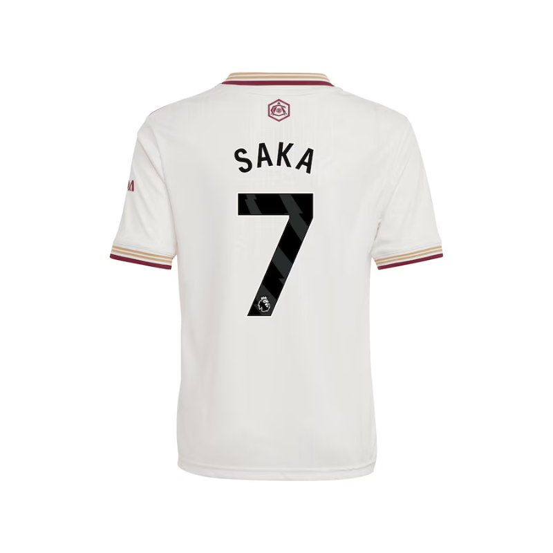 Bukayo Saka Arsenal adidas Youth 2025/26 Third Player Jersey - White Adidas