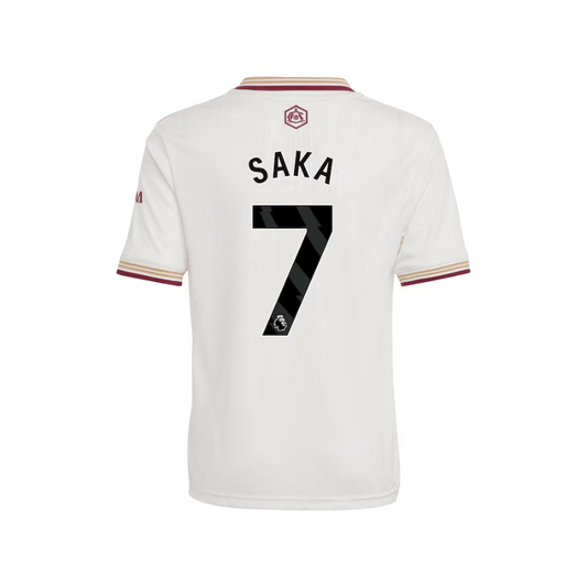 Bukayo Saka Arsenal adidas Youth 2025/26 Third Player Jersey - White Adidas