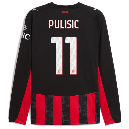 Christian Pulisic AC Milan Puma 2025/26 Home Long Sleeve Player Jersey - Red Puma