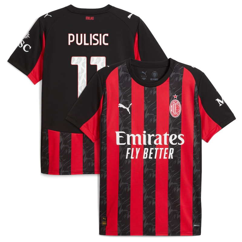 Christian Pulisic AC Milan Puma 2025/26 Home Player Jersey - Red Puma
