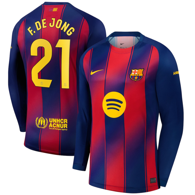 Frenkie de Jong Barcelona Nike 2025/26 Home Long Sleeve Jersey - Navy Nike