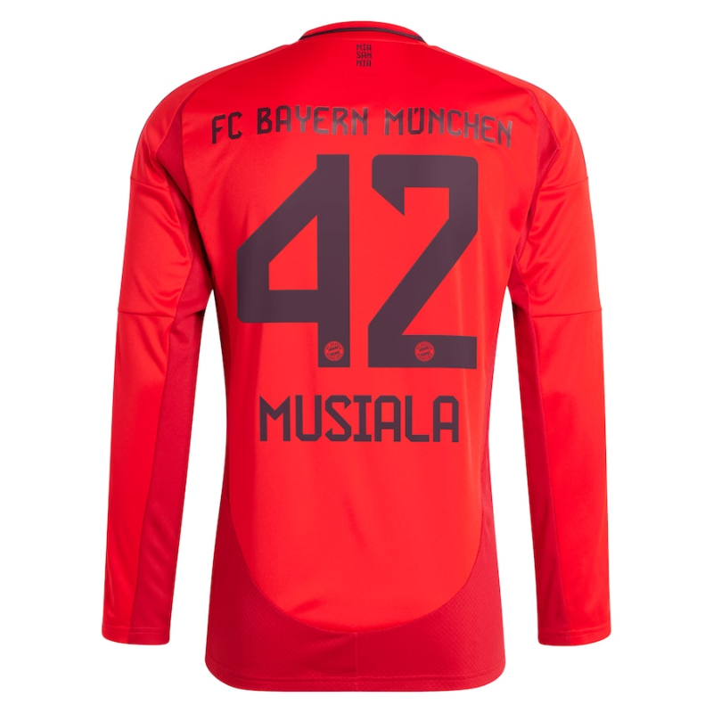 Jamal Musiala Bayern Munich adidas 2024/25 Home Long Sleeve Player Jersey - Red Adidas