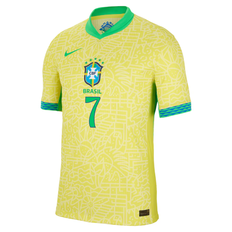 Vini Jr. Brazil National Team Nike 2024 Home Authentic Jersey - Yellow - Nike