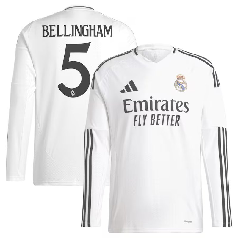 Jude Bellingham Real Madrid adidas 2024/25 Home Long Sleeve Player Jersey - White Adidas