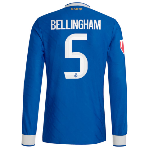 Jude Bellingham Real Madrid adidas 2025/26 Third Authentic Long Sleeve Player Jersey - Blue Adidas