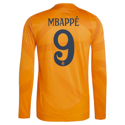 Kylian Mbappé Real Madrid adidas 2024/25 Away Long Sleeve Player Jersey - Orange Adidas
