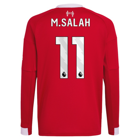 Mohamed Salah Liverpool adidas Youth 2025/26 Home Long Sleeve Jersey - Red Adidas