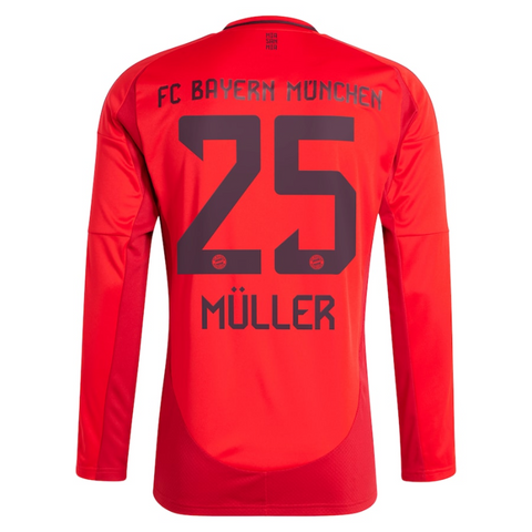 Thomas Müller Bayern Munich adidas 2024/25 Home Long Sleeve Player Jersey - Red Adidas
