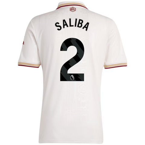 William Saliba Arsenal adidas 2025/26 Third Player Jersey - White Adidas